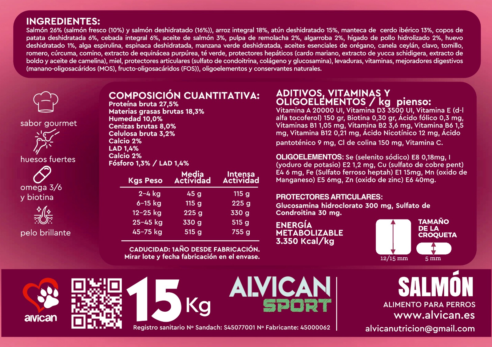 ALVICAN SPORT SALMON 15 KG