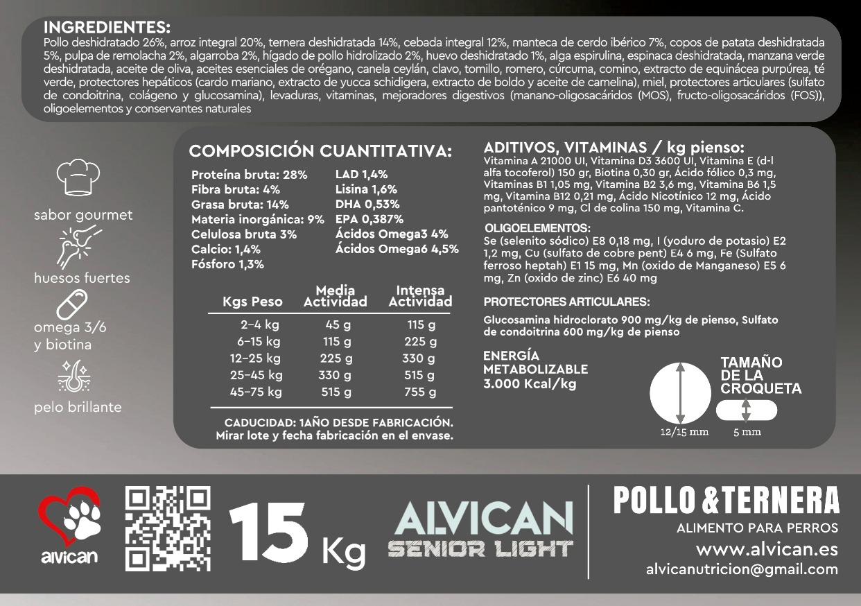 ALVICAN SENIOR LIGHT 15 KG ALVICAN SENIOR LIGHT 15 KG